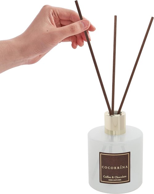 Cocorrína Reed Diffuser Set - Coffee & Chocolate Scented Home Fragrance | Elegant Bathroom Decor