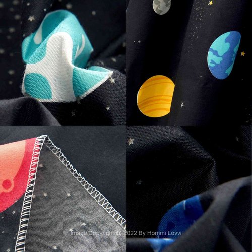 Hommi Lovvi Space Planets Print Kids Bed Canopy, Girls Princess Canopy Dreamy Room Decor, Soft Hanging Reading Nook Play Tent Canopy, Extra Large Full Size Bed Canopy with String Light