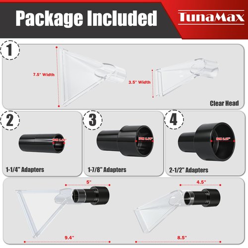 TunaMax Universal Work with All Vacs with 2-1/2" & 1-7/8" &1-1/4" Three Adapters Extractor Attachment for Upholstery & Carpet Cleaning & Auto Detailing