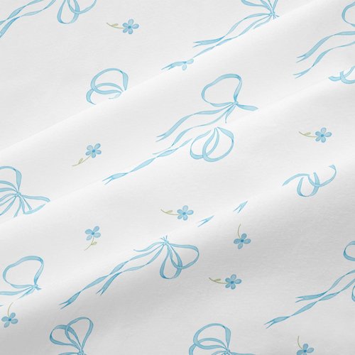 Bildenly Comforter Set Full Size White - Light Blue Bow Quilt Bedding Set 3 Pieces, Comforter Set Full, Soft & Lightweight Comforter(79‘’ x 90‘’) for Girl All Season & 2 Pillow Cases(30‘’x20‘’)
