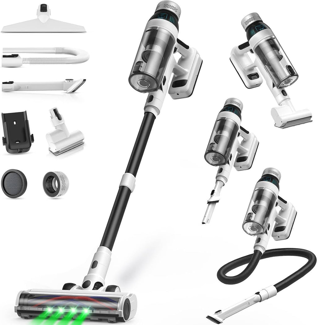 Skiennix Cordless Vacuum Cleaner - 15-in-1 Lightweight Stick Vacuum with LED Light & Anti-Tangle | 55 Minutes Runtime for Home Use