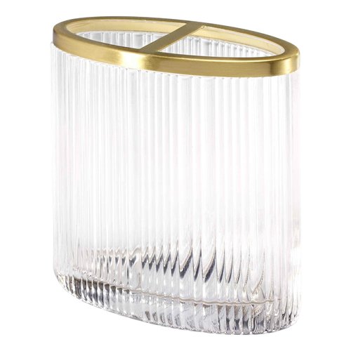 Nicole Miller - Toothbrush Holder, Glass Countertop Accessories, Dorm Room Essentials (Louise Collection, Clear)