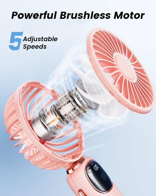 coldSky Portable Handheld Fan - 4000mAh Battery, 3-in-1 Design with LED Display | 5-Speed, Foldable, Versatile Use
