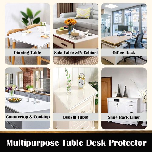 42x60 Inch Clear Plastic Table Protector Dining Tablelcloth Vinyl Desk Topper Pad Mat Wooden Furniture Dressing Cabinet Glass End Side PVC Table Cloth Countertop Cover Cutting Wipeable Rectangular