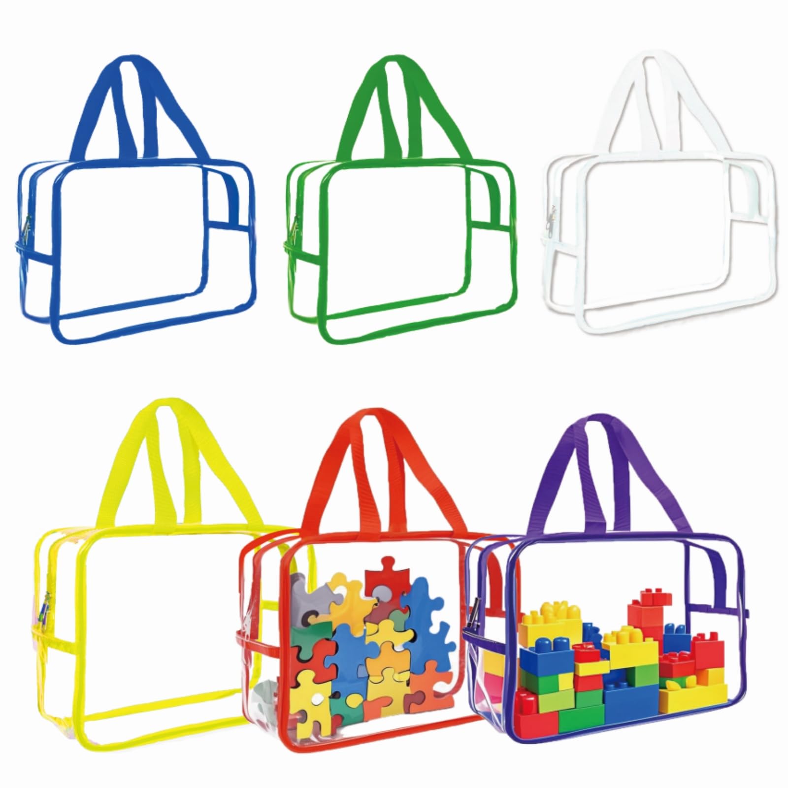 6 Packs Large Storage Bags, Organizer Bags with Double Zipper, Reusable Dust-Proof Waterproof Clear Thick PVC Bags for Books, Small Crafts