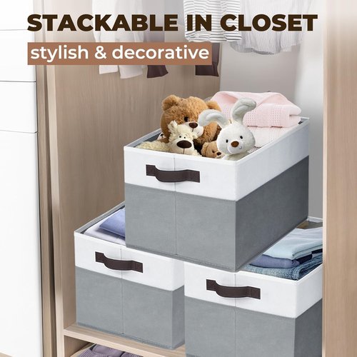 Criusia Extra Large Storage Bins - 4 Pack 16x12in Closet Organizers for Clothes, Toys & Blankets | Fabric Storage Cubes