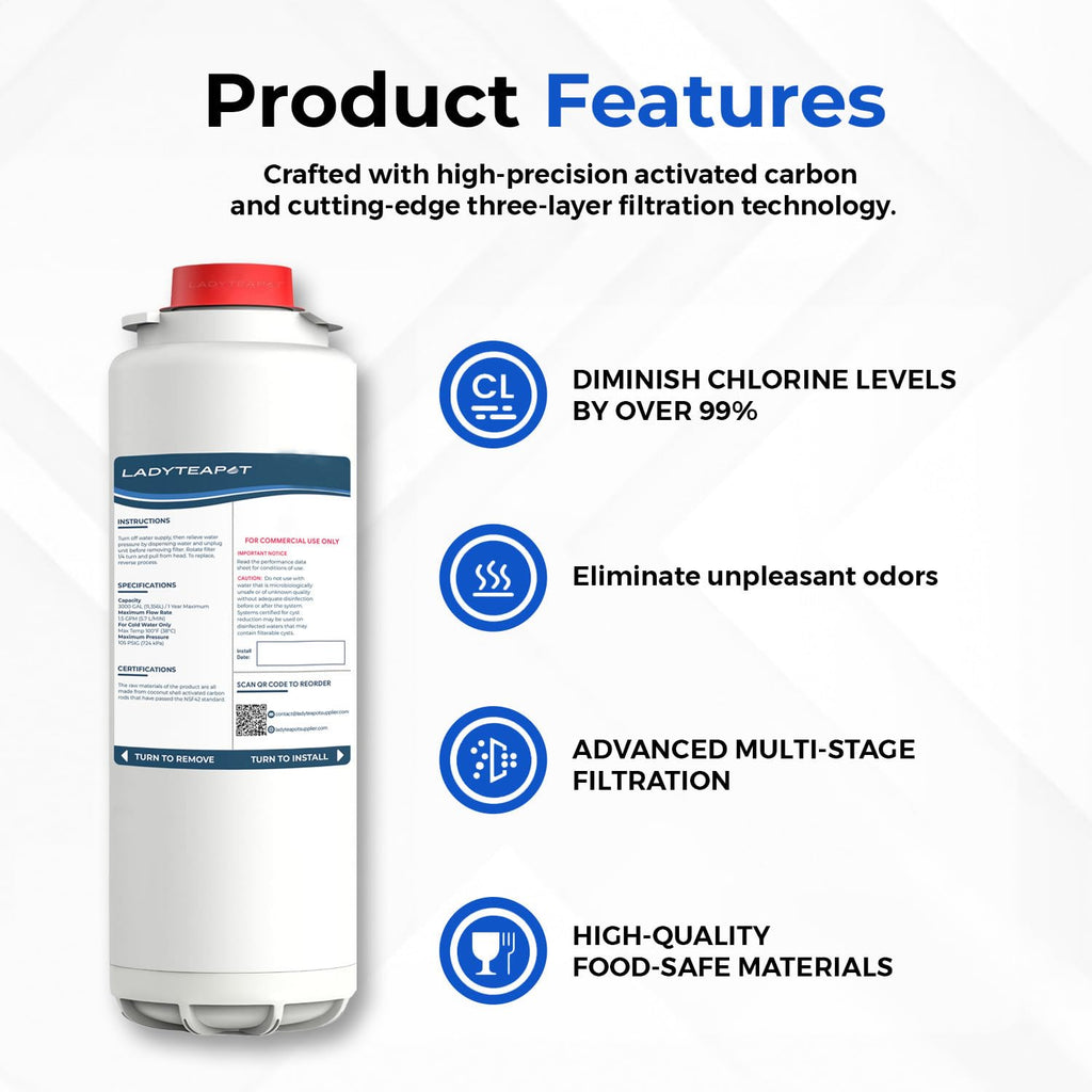 LADYTEAPOT Water Filter Replacement, Compatible with Elkay 51300C ezH20, EWF3000 and Halsey Taylor Bottle Filling Stations (No Chip - 2 Pack)