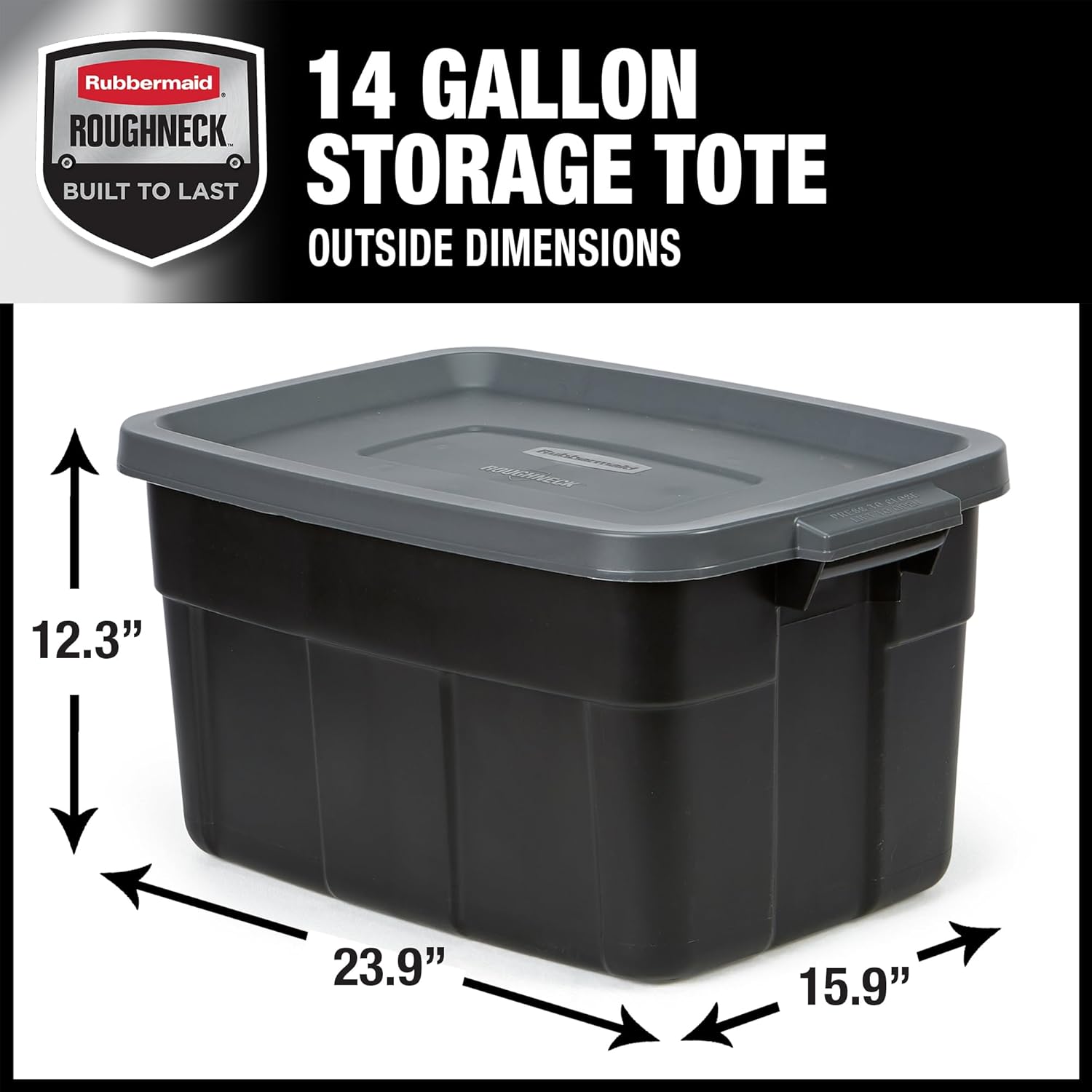 Rubbermaid Heavy Duty Storage Bins - Stackable Plastic Totes with Lids | 14 GAL, 6 Pack, Durable Design