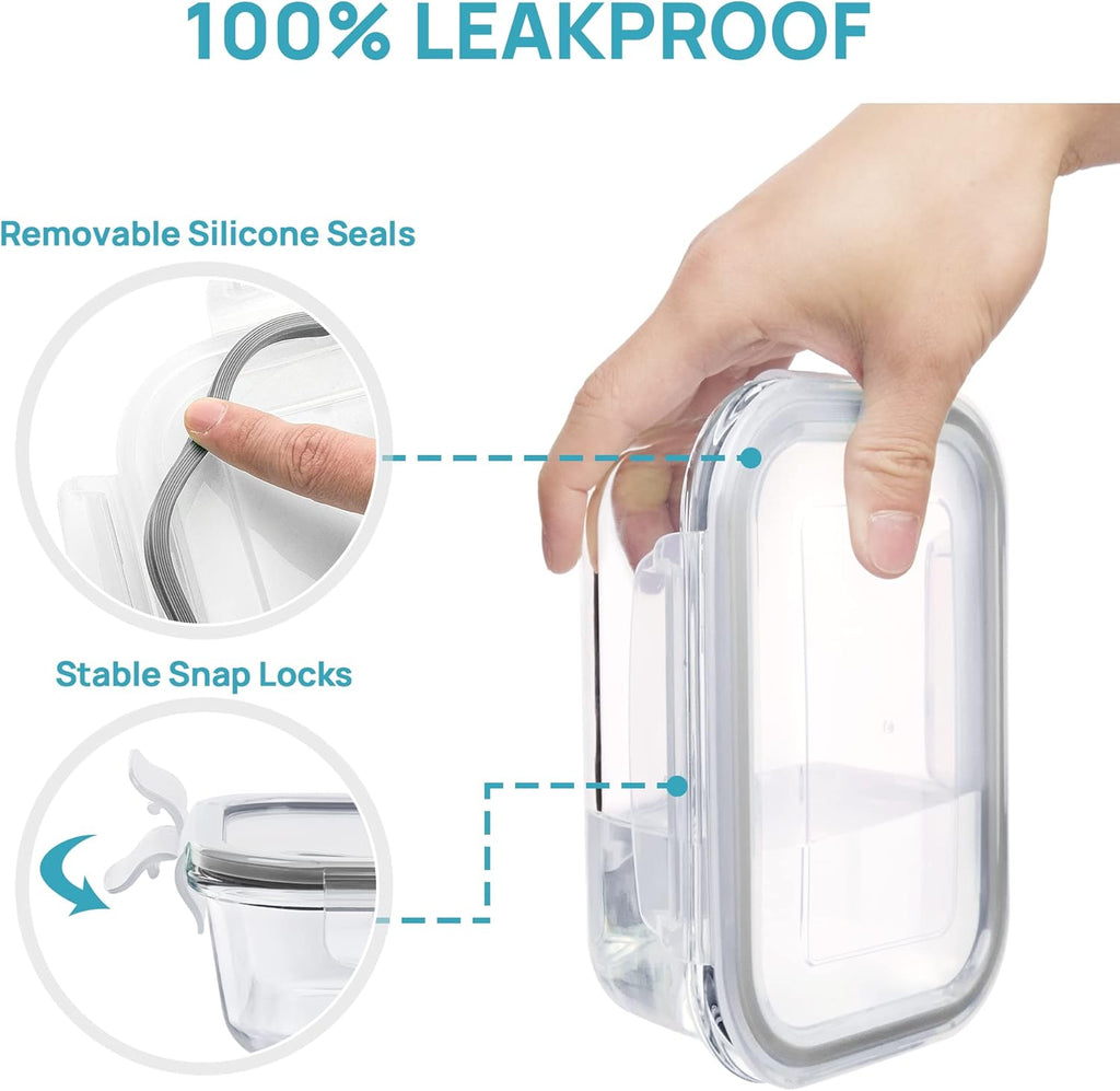 Vtopmart Glass Food Storage Containers - 8 Pack with Airtight Lids | BPA-Free Meal Prep for Microwave, Oven, Freezer