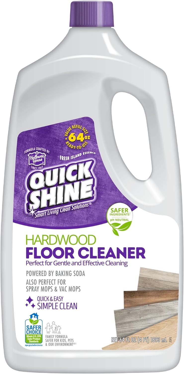 Quick Shine Hardwood Floor Cleaner 64oz - Streak-Free, No Rinse Formula | Perfect for Spray & Vac Mops