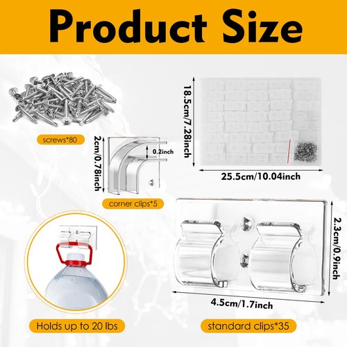 Hooks for Outdoor String Lights, 40Pcs Command Hooks Heavy Duty, String Light Clips with Waterproof Adhesive Strips, Christmas Rope Light Clips