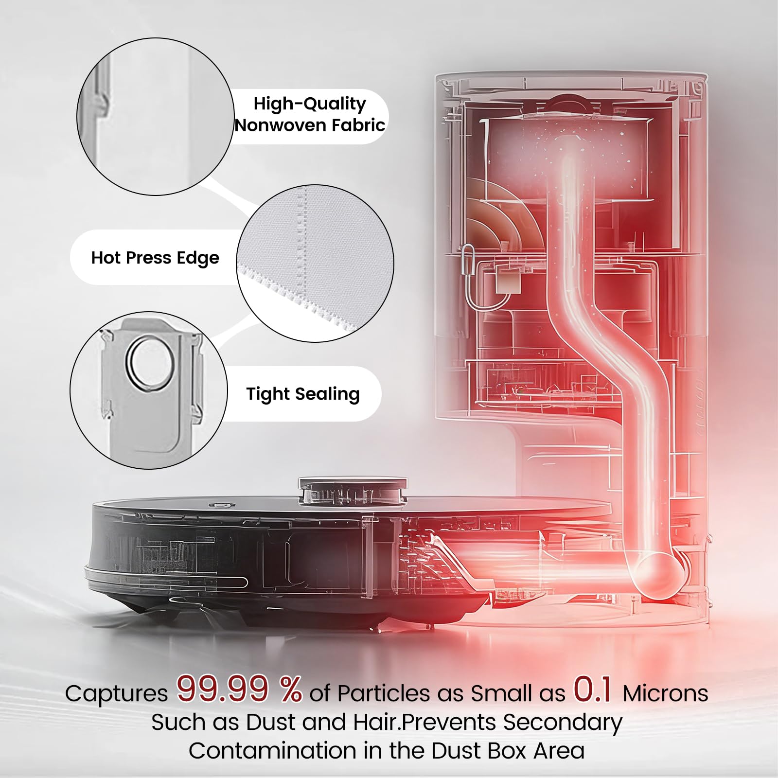 MIXEAL 24 Pack Accessories Compatible with Roborock Q10 S5+, Q10 S5, Q10 X5+, Q10 X5 Vacuum Cleaner, 2 Main Brushes, 6 Side Brushes, 6 Dust Bags, 4 HEPA Filters, 4 Mop Pads,2 Tools