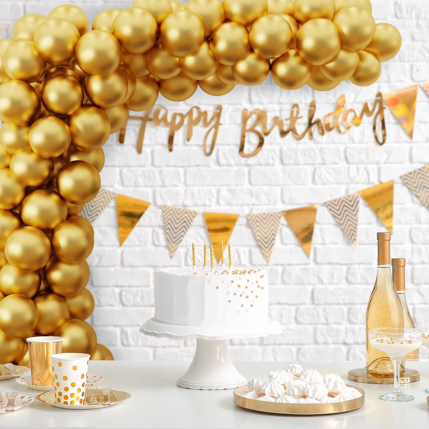 RUBFAC Gold Balloons - 120pcs 5-Inch Chrome Metallic Latex Balloons for Graduation, Birthday & Wedding Decor