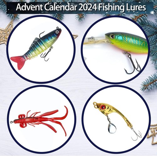 Fishing Advent Calendar 2026 - 24-Day Countdown Bait Set for Men & Teens | Freshwater & Saltwater Spinners