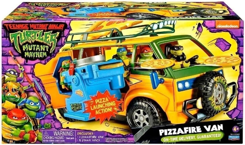 Playmates Toys Teenage Mutant Ninja Turtles Pizza Fire Delivery Van | Fun Action Playset