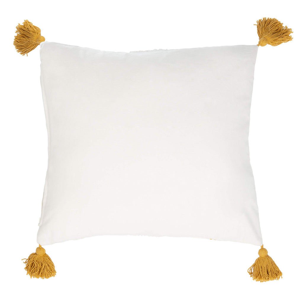 SAFAVIEH Polli 20-inch Mustard Yellow and Beige Tassel Decorative Throw Pillow