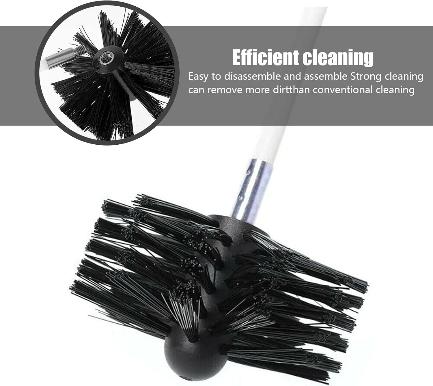 ZDHQLHJ Chimney Brush Cleaning Kit - 15-Piece Set with 12 Flexible Nylon Rods for Efficient Hearth & Ventilation Cleaning