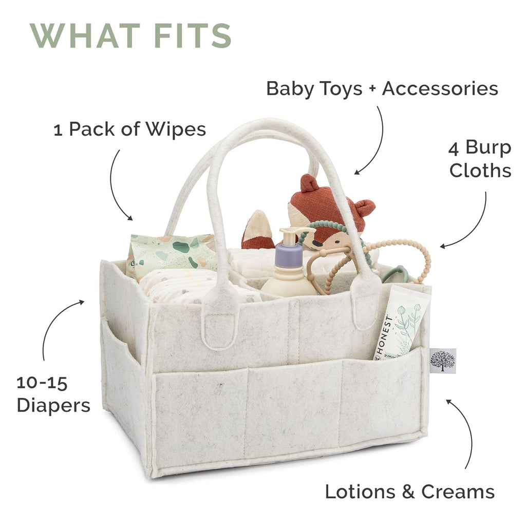 Parker Baby Co. Diaper Caddy - Large Charcoal Nursery Storage Bin & Car Organizer for Diapers