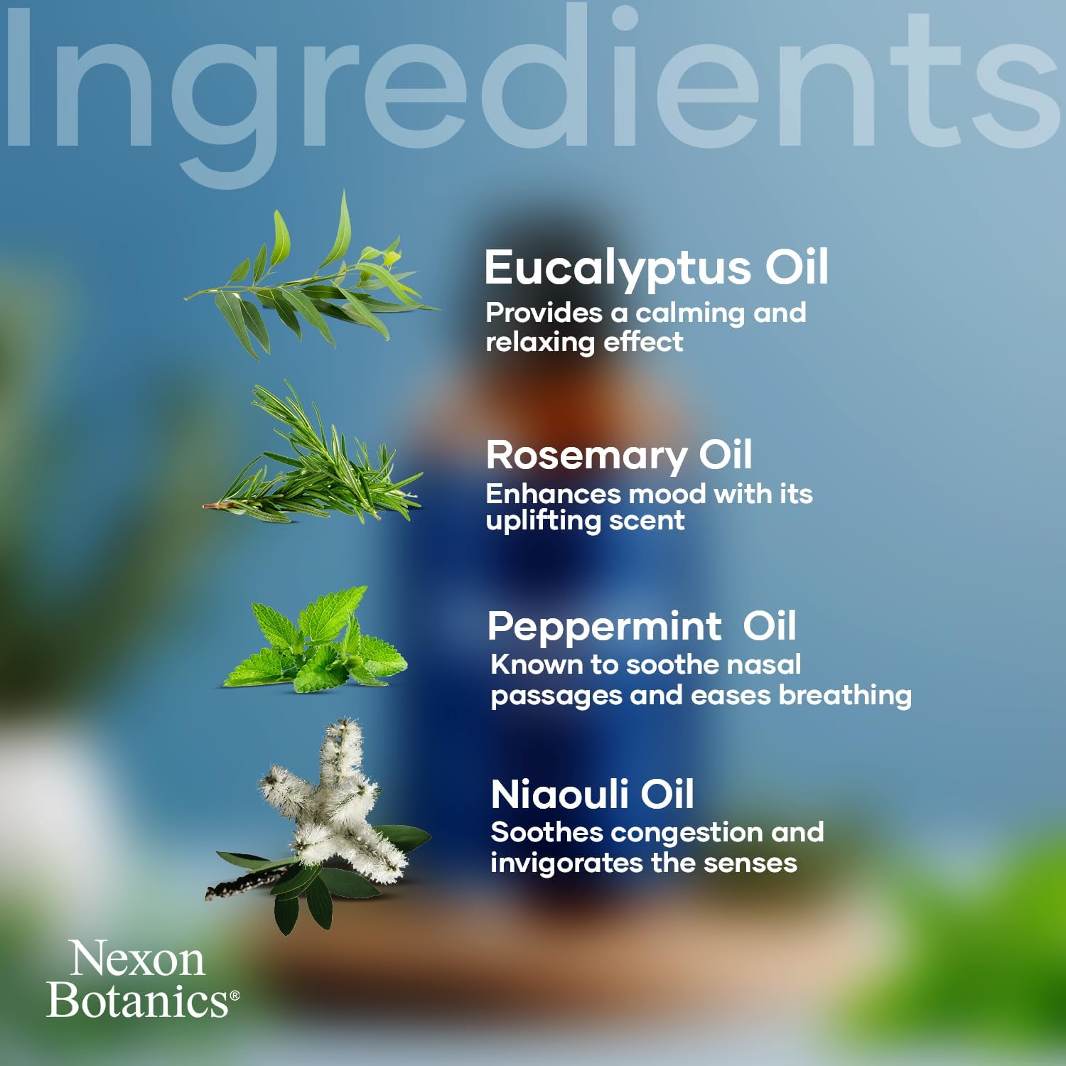 Nexon Botanics Breathe Essential Oil Blend 60ml - Sinus Relief with Menthol - Ideal for Humidifiers & Diffusers