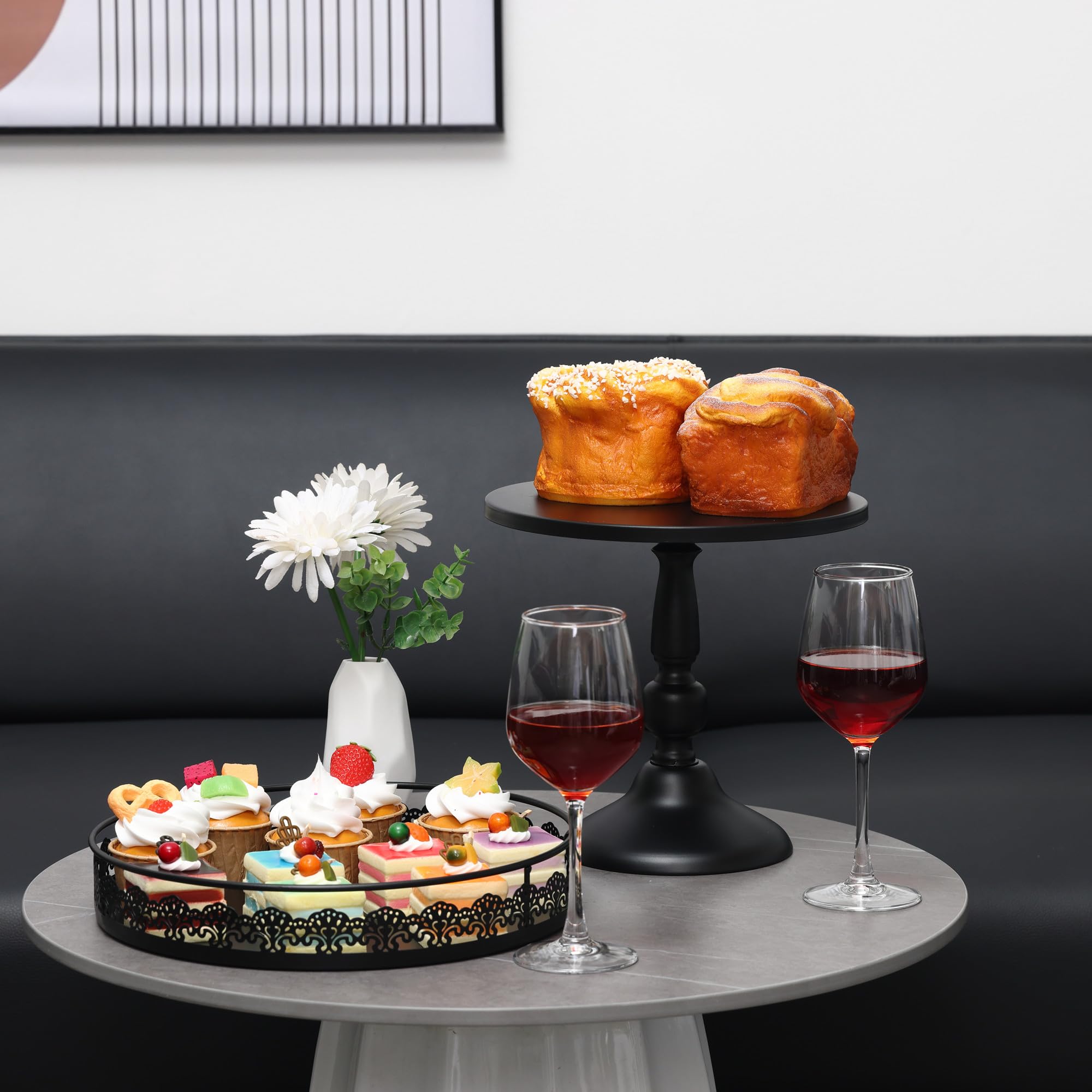 6 Pcs White Cake Stands Set, QENUIITEA Cake Display Pedestal Tiered Cupcake Holder Dessert Plate Serving Tower Tray Decorative for Wedding Birthday Party Baby Shower Celebration