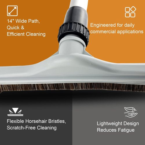 Horsehair Vacuum Floor Brush Compatible with ProTeam Vacuum Backpack and Hoover Vacuum C2401,14" Attachment for Commercial Cleaner+ 3" Round Dusting Brush, Part #101446