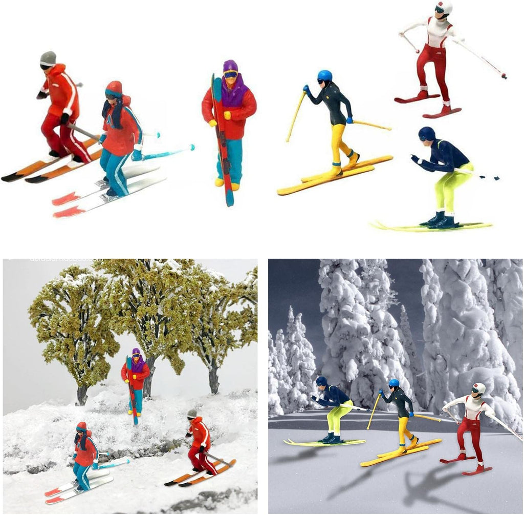 Skiennix Miniature Skiing Figures - 6Pcs Hand-Painted Scene Accessories for DIY Projects and Decor