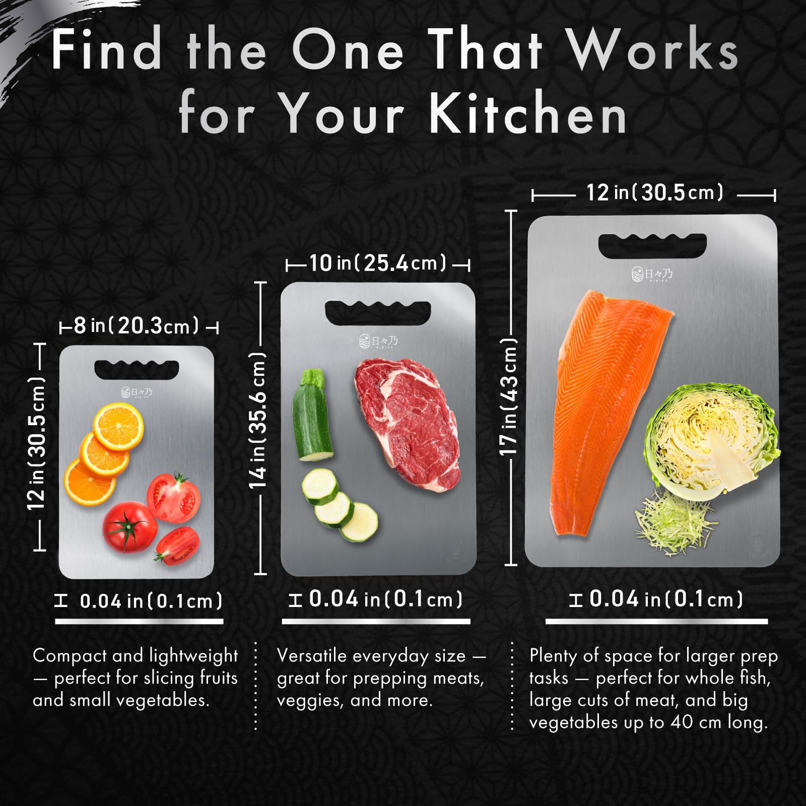 HIBINO Titanium Cutting Board | 99.5% Pure Japanese Titanium | Non-Toxic | Lightweight & Dishwasher Safe | L Size | Made in Japan | With Non-Slip Mat | For Kitchen & Camping Use