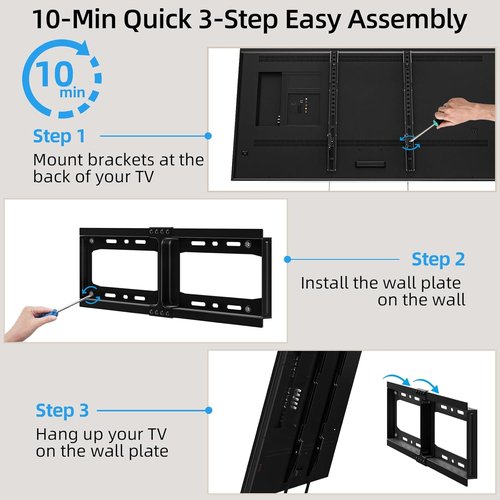 HOME VISION Heavy Duty TV Wall Mount - Fits 32-86 Inch Flat Screens, Max VESA 600x400mm, Supports 165lbs