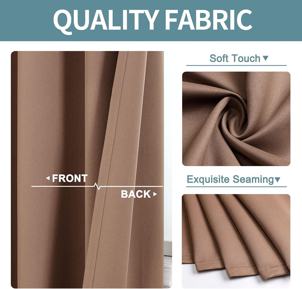 ChrisDowa Small Window Curtains - Thermal Insulated Grommet Room Darkening Panels, 29 x 40 Inch, Cappuccino (2 Pack)