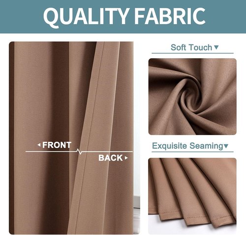 ChrisDowa Grommet Blackout Curtains - Thermal Insulated Room Darkening Panels, Cappuccino, 52W x 84L