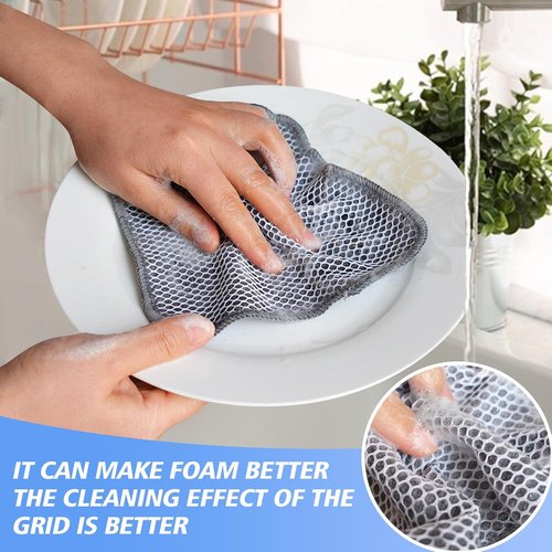 KinHwa Microfiber Dish Cloths - Absorbent & Quick Dry Kitchen Washcloths | 9 Pack (Gray, 7"x7")