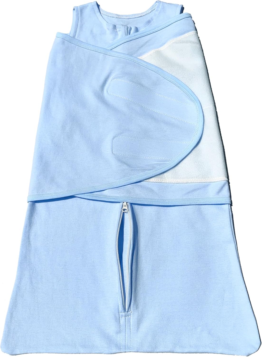Skiennix Adjustable Cotton Swaddle Sleep Sack - Soft & Breathable Wearable Blanket for Babies 3-6 Months | Cozy Solid Blue Design