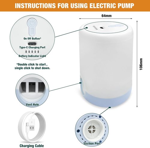 HIBAG Vacuum Storage Bags - Electric Pump Included | Jumbo 10-Pack for Clothes, Pillows & Bedding