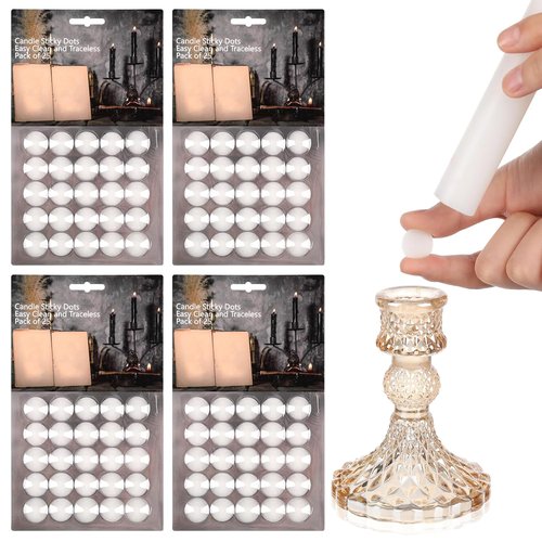 LemonRoad 100 Pcs White Wax Candle Adhesive Dots - Easy Clean Taper Holders for DIY Events