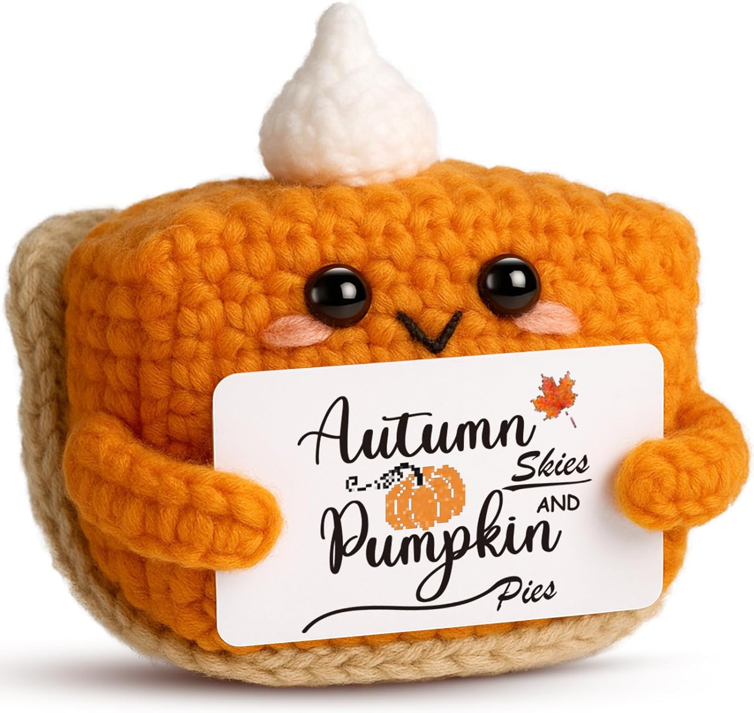Skiennix Mini Pumpkin Pie Crochet Doll - Cute Fall Decor for Thanksgiving | Plush Autumn Table Decoration
