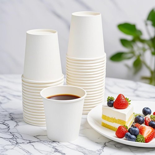 Kuerqi Paper Cups, 100 Pack 8 Oz Disposable Cups, Disposable Coffee Cups 8 Oz, Hot Cups Tea Cups Water Cups for Home Office Travel Party