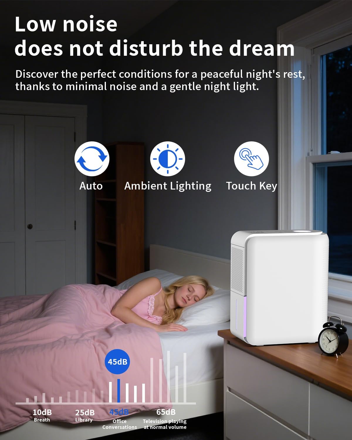 Skiennix 3-in-1 Dehumidifier, Humidifier & Aroma Diffuser - 39Oz, Quiet 27dB, Colorful Mist for Home/Bathroom/Basement (350 sq.ft)