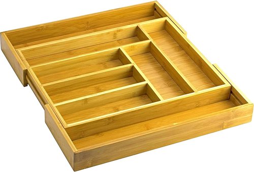 Home-it Expandable Cutlery Drawer Organizer - Adjustable Flatware Dividers for Kitchen Storage