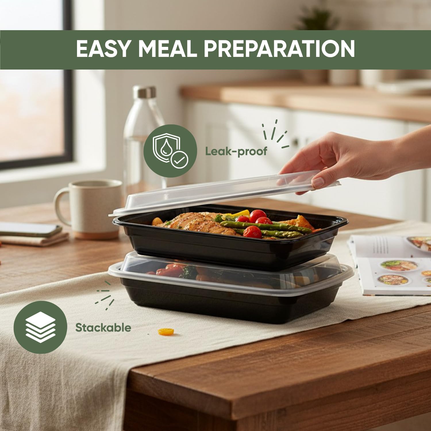 28 oz 150 Pack Meal Prep Containers BPA Free Leakproof Stackable Food Storage Containers with Lids, Microwave & Dishwasher Freezer Safe Reusable To Go Containers Bento Box Style Take Out Clear Plastic
