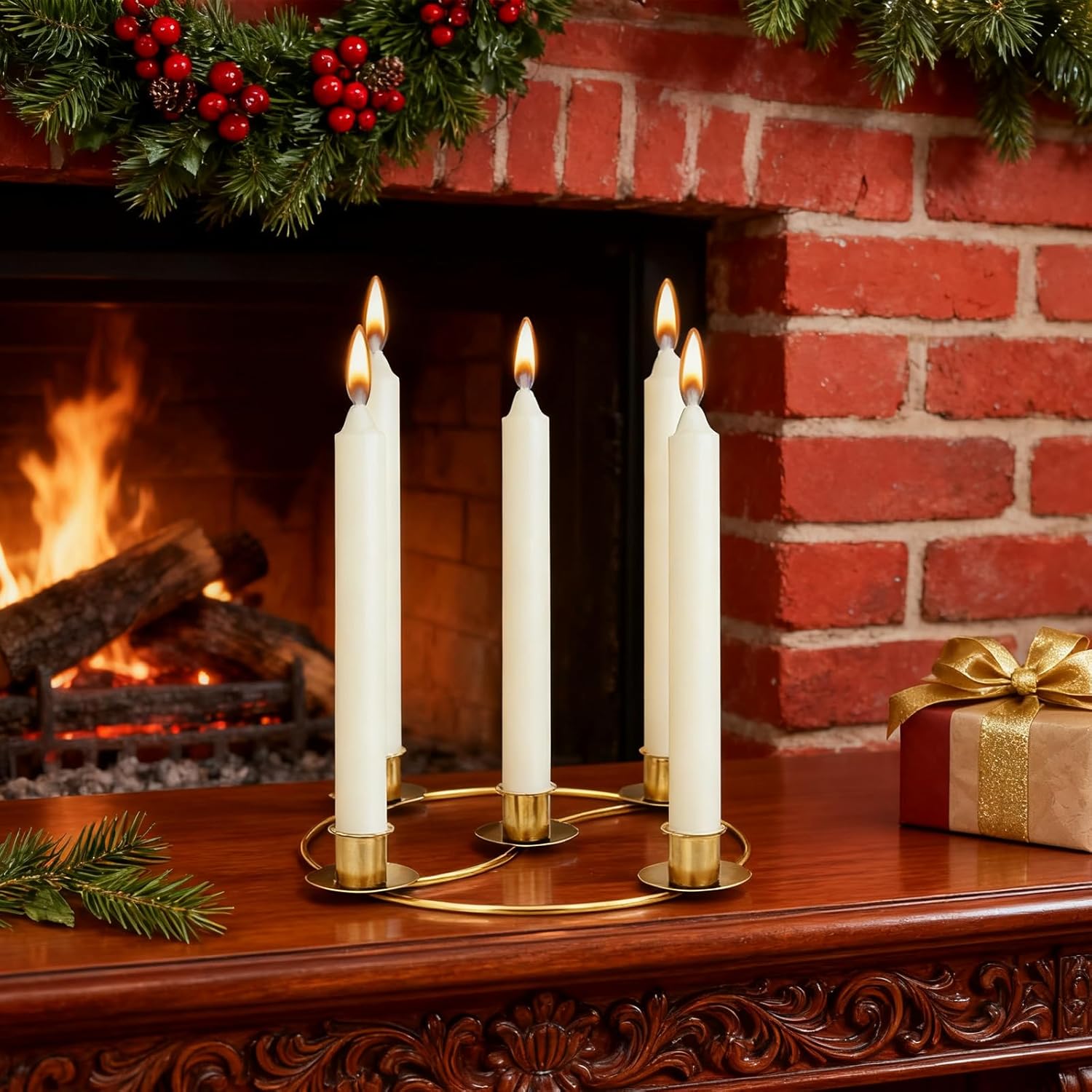 Regine Switzerland Gold Advent Wreath Candle Holder - 2 Pack Metal Table Decoration for Christmas