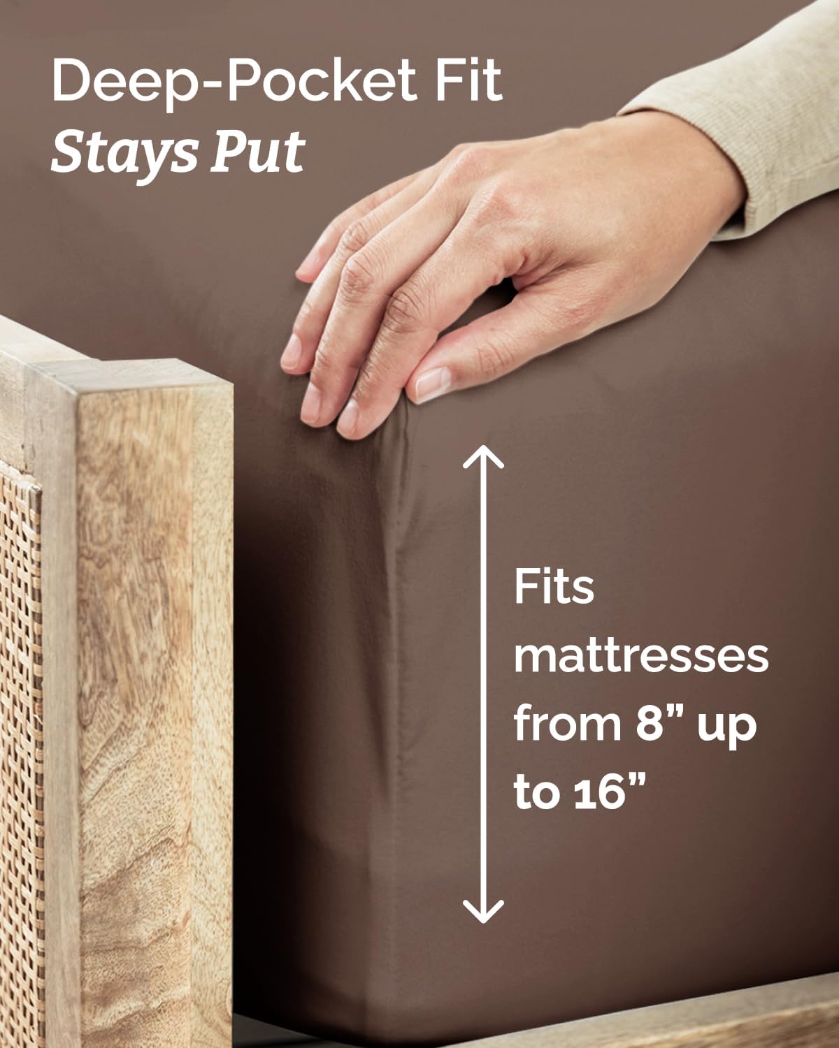 Comfy Twin Size 3-Piece Sheet Set by [Brand Name] - Breathable Cooling Bed Sheets | Ultra-Soft, Deep Pockets, Wrinkle-Free - Brown