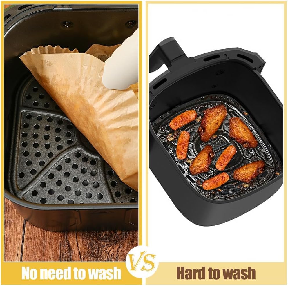 Skiennix 9.5 Inch Disposable Paper Air Fryer Liners - 130 Pcs Non-Stick & Oil-Proof for 5-8 Qt Fryers