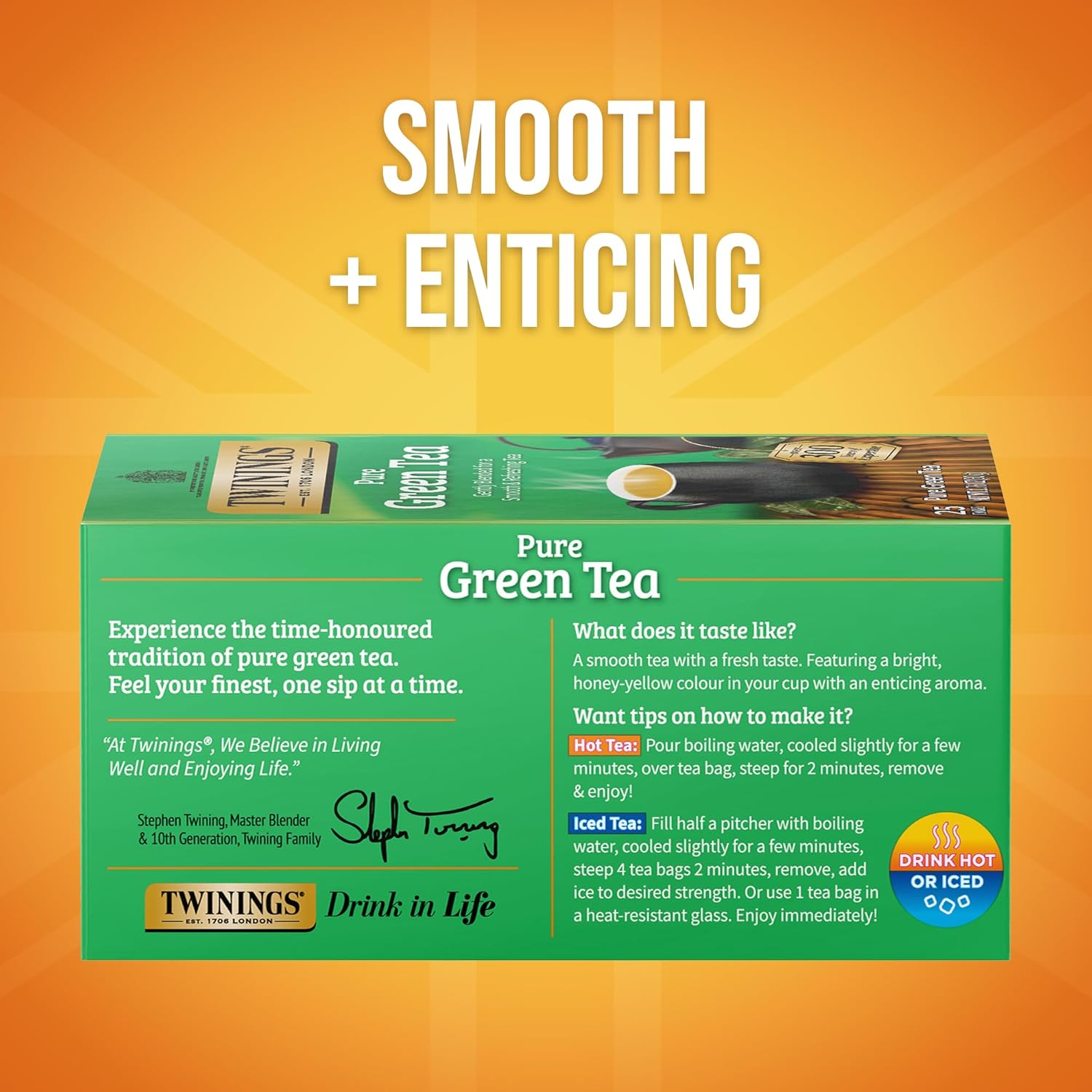 Twinings Pure Green Tea - Individually Wrapped Bags, Smooth Flavor & Enticing Aroma | 150 Teabags (Pack of 6)