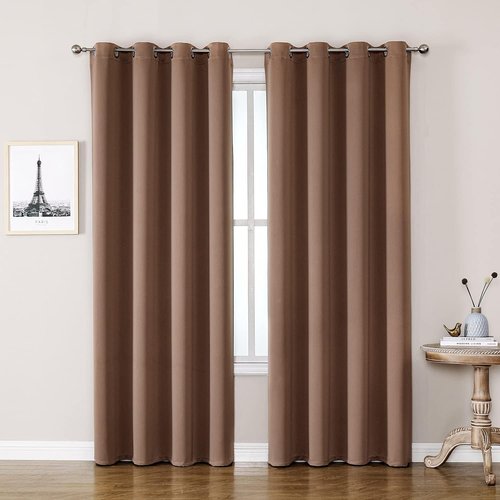 ChrisDowa Grommet Blackout Curtains - Thermal Insulated Room Darkening Panels, Cappuccino, 52W x 84L