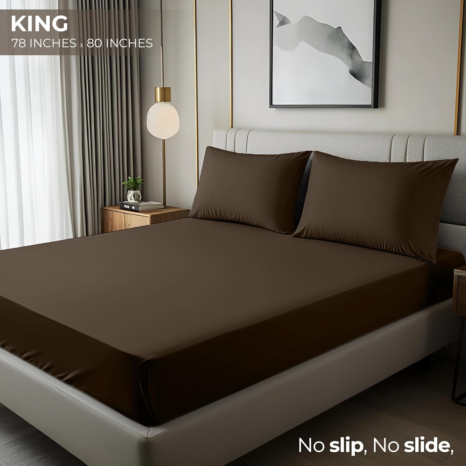 Utopia Bedding King Fitted Sheet - Soft Microfiber - Deep Pocket Design - Fade Resistant - Brown