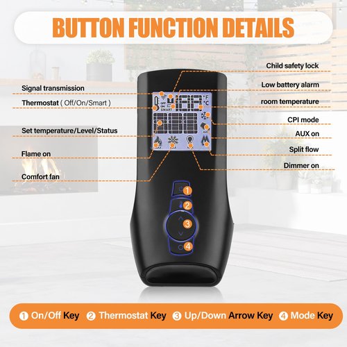 0.584.040 Gas Fireplace Radio Remote Transmitter GTMFSLA Series for SIT Proflame 2 IFC Fully Loaded Control Module, Fireplace Remote Handset Transmitter for Electronic Ignition Control Module, Black