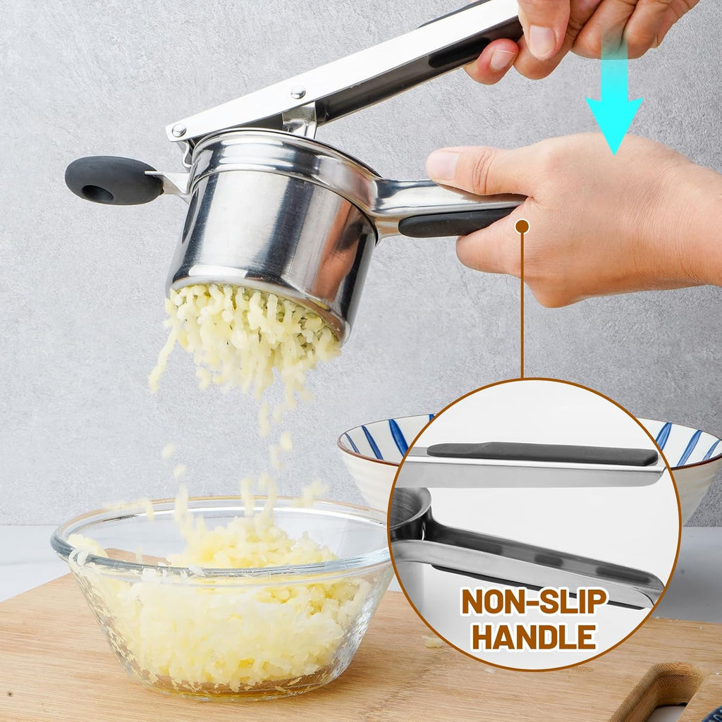 Skiennix Potato Ricer - Heavy Duty Stainless Steel with 3 Interchangeable Discs & Silicone Handle | Perfect for Mashed Potatoes