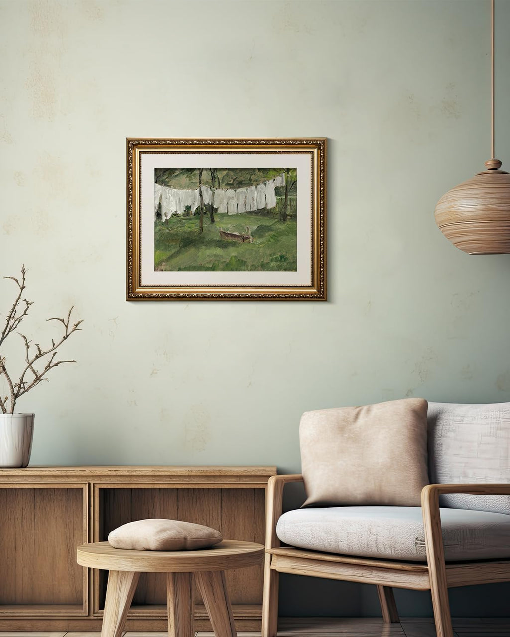 VIYYIEA Gold Framed Canvas Wall Art - Vintage Laundry Room Print | Antique Oil Painting, 13x16in
