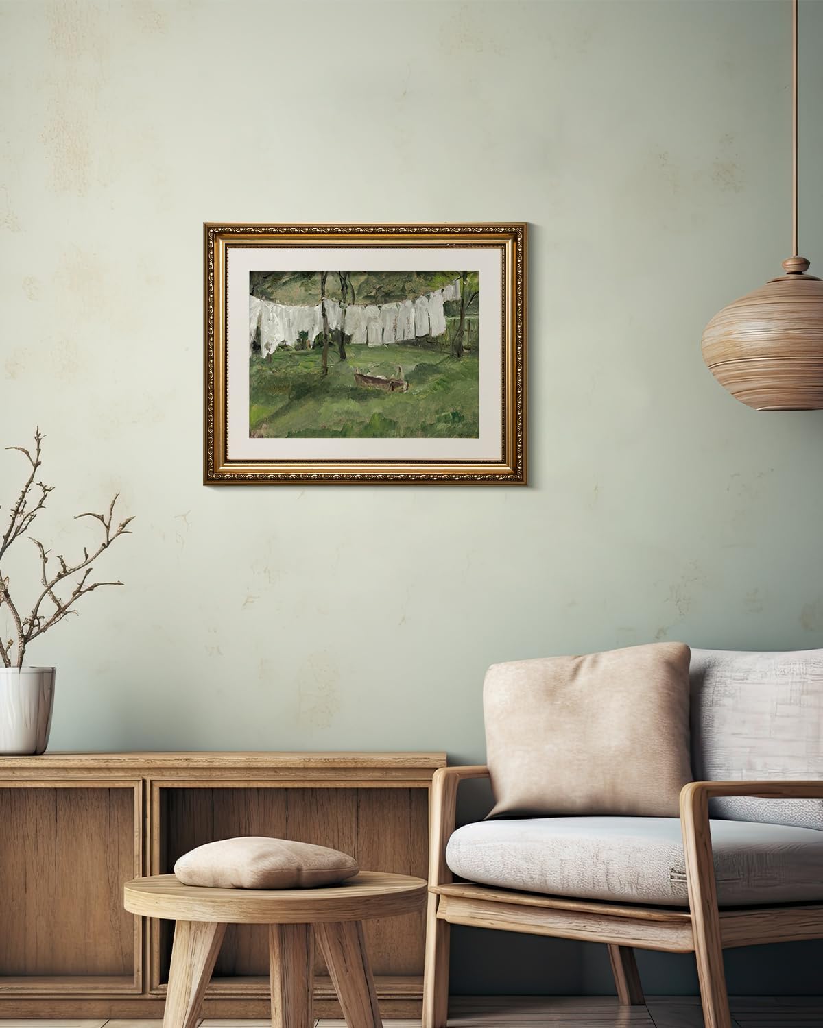 VIYYIEA Gold Framed Canvas Wall Art - Vintage Laundry Room Print | Antique Oil Painting, 13x16in