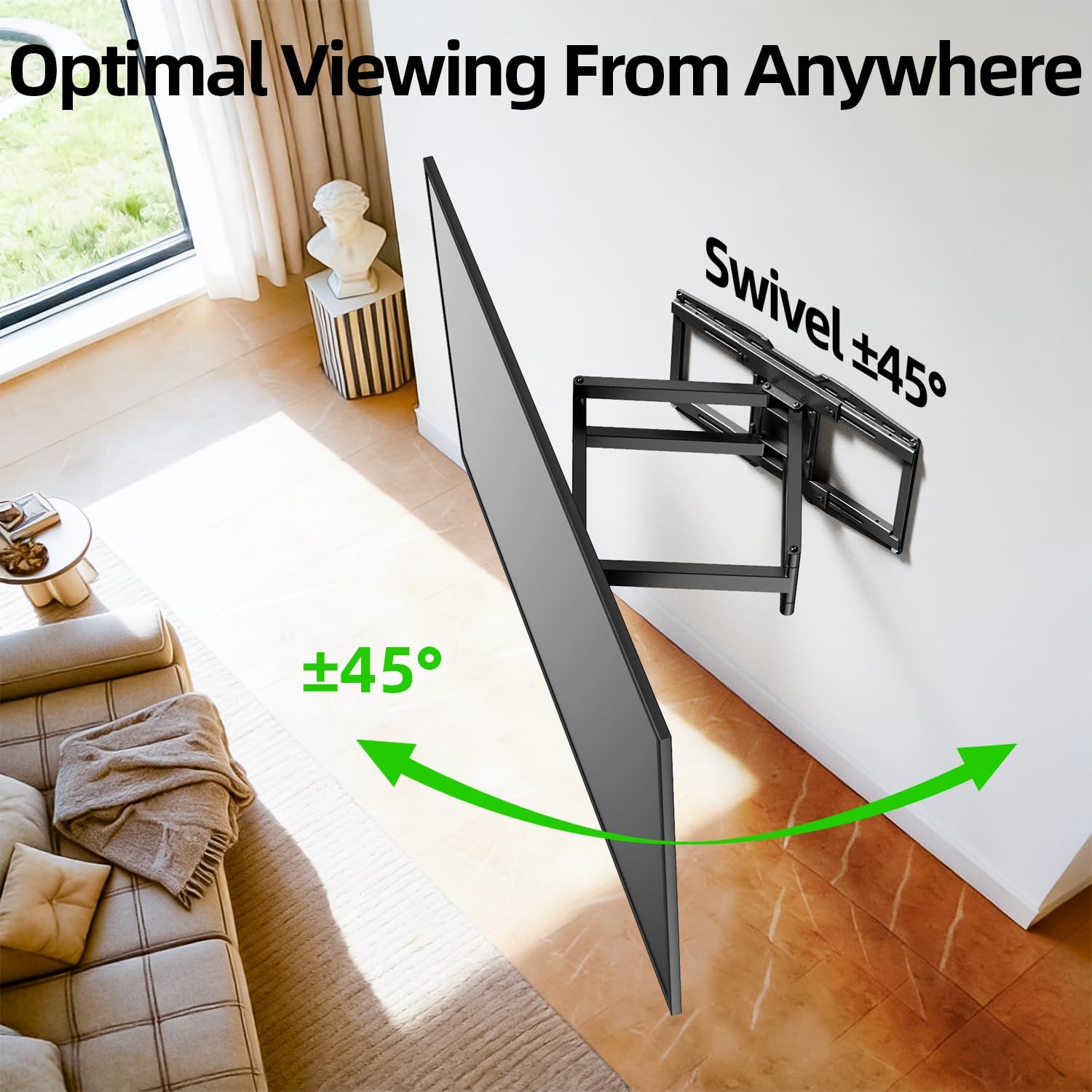USX MOUNT Full Motion TV Wall Mount - Heavy Duty Sliding Design for 32-120" TVs | Max VESA 800x600, Swivel & Tilt